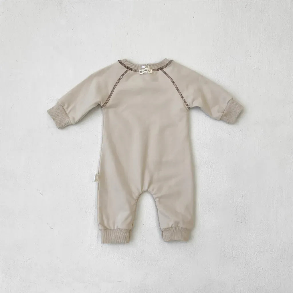 長袖ロンパース カンガルーポケットロゴプリントロンパース【mh0011126】