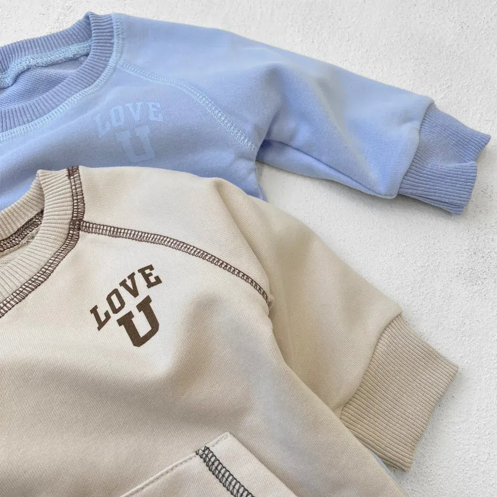 長袖ロンパース カンガルーポケットロゴプリントロンパース【mh0011126】