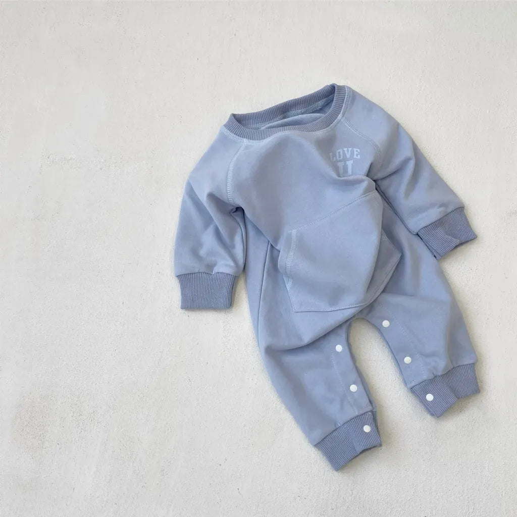 長袖ロンパース カンガルーポケットロゴプリントロンパース【mh0011126】