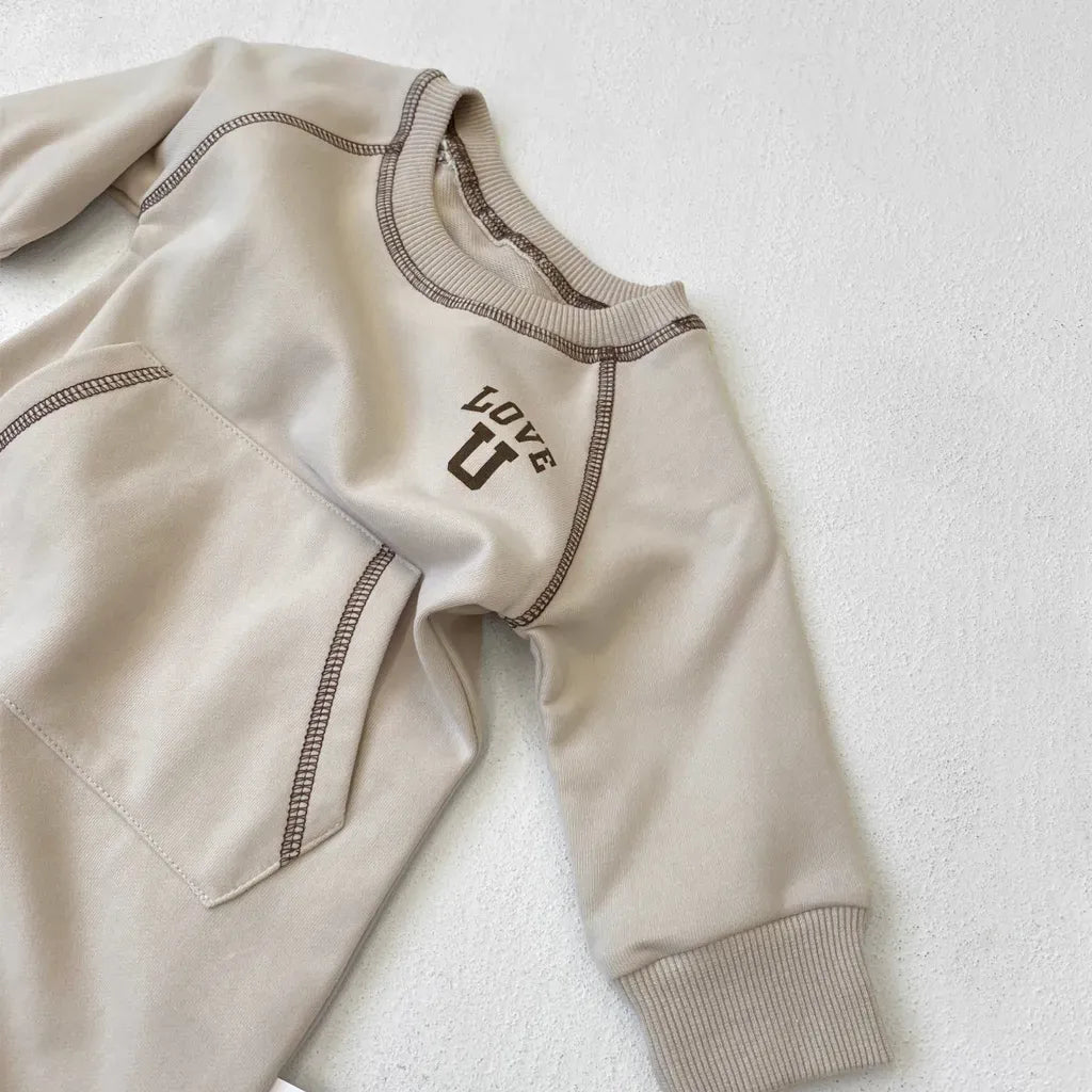 長袖ロンパース カンガルーポケットロゴプリントロンパース【mh0011126】