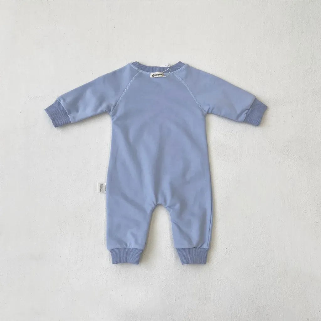 長袖ロンパース カンガルーポケットロゴプリントロンパース【mh0011126】