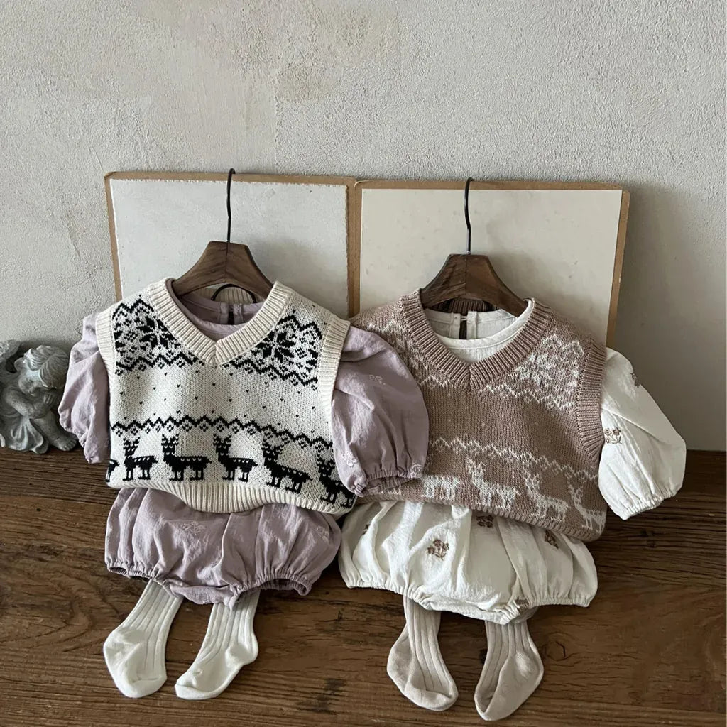 長袖ロンパース 小花刺繍パフスリーブロンパース【mh0011127】