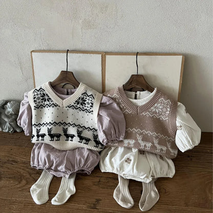 長袖ロンパース 小花刺繍パフスリーブロンパース【mh0011127】