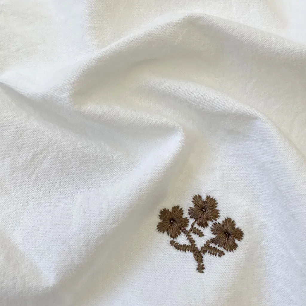 長袖ワンピース 小花刺繍パフスリーブワンピース【mh0011128】