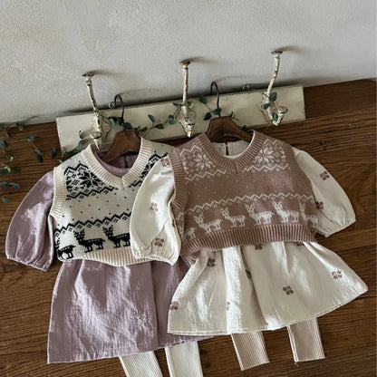 長袖ワンピース 小花刺繍パフスリーブワンピース【mh0011128】