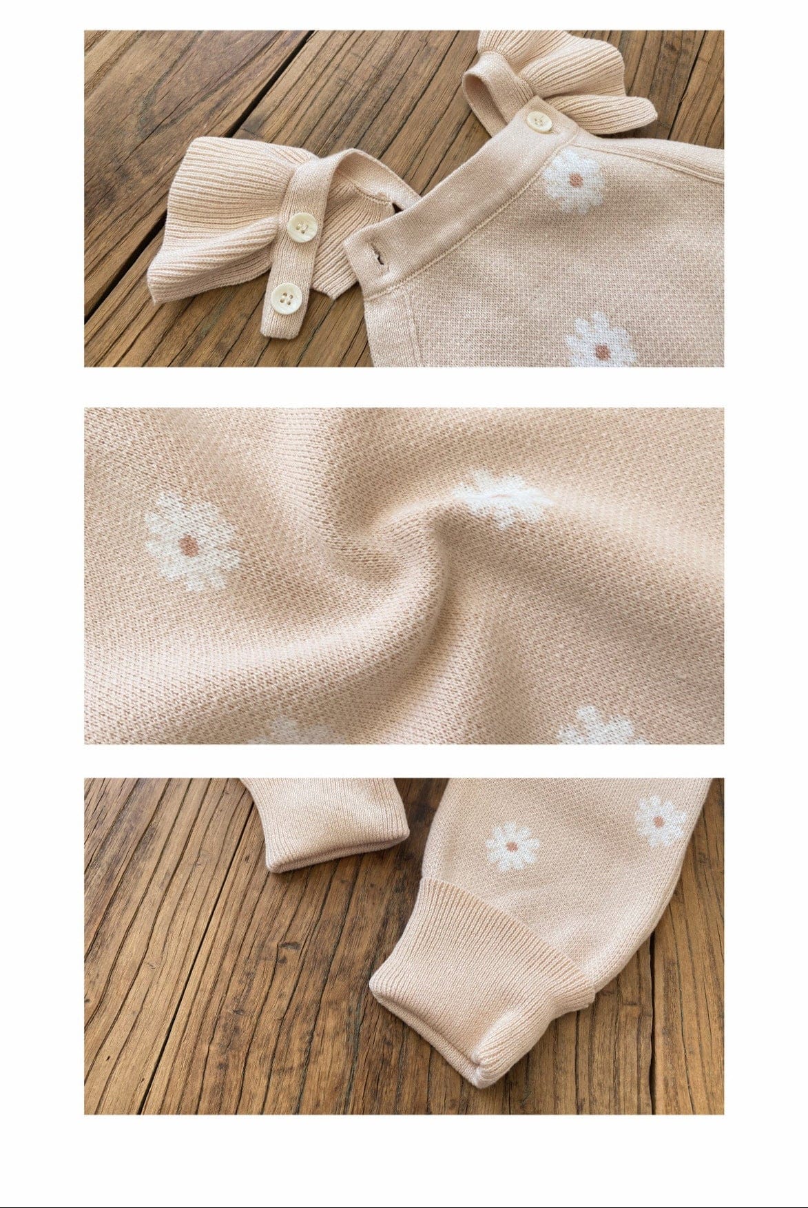 ノースリーブジャンプスーツ デイジーニットノースリーブロンパース+ニット帽セット 【mh0011130】