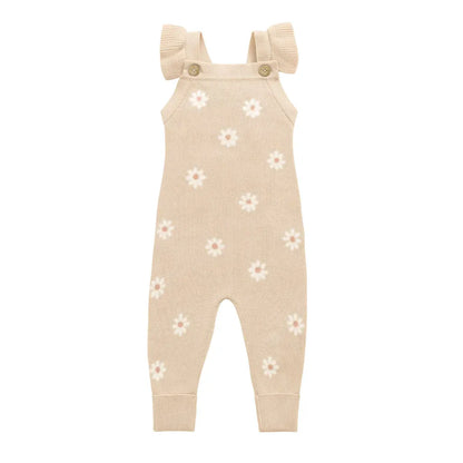 ノースリーブジャンプスーツ デイジーニットノースリーブロンパース+ニット帽セット 【mh0011130】