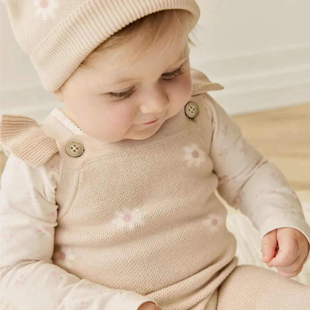 ノースリーブジャンプスーツ デイジーニットノースリーブロンパース+ニット帽セット 【mh0011130】