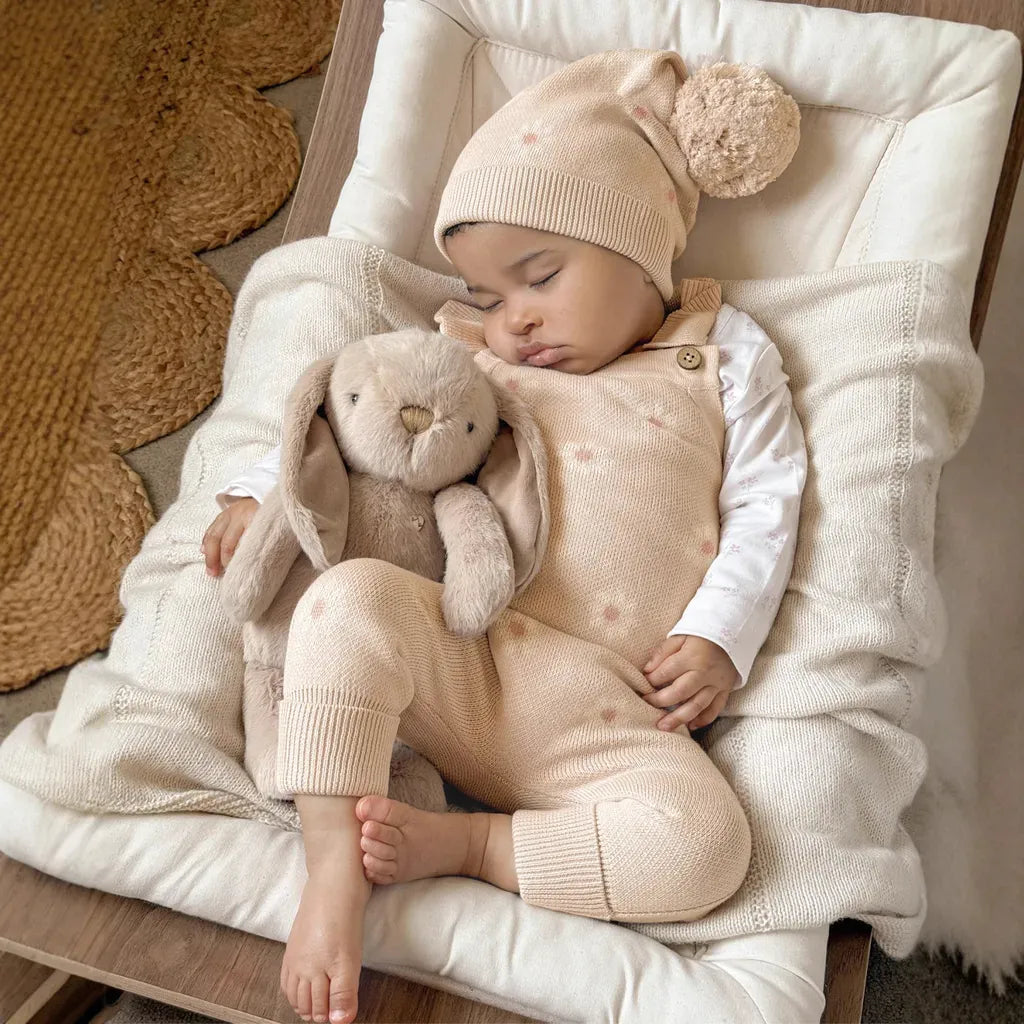 ノースリーブジャンプスーツ デイジーニットノースリーブロンパース+ニット帽セット 【mh0011130】