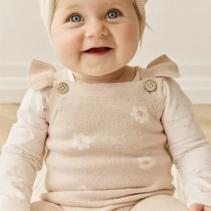 ノースリーブジャンプスーツ デイジーニットノースリーブロンパース+ニット帽セット 【mh0011130】