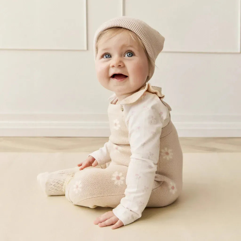 ノースリーブジャンプスーツ デイジーニットノースリーブロンパース+ニット帽セット 【mh0011130】