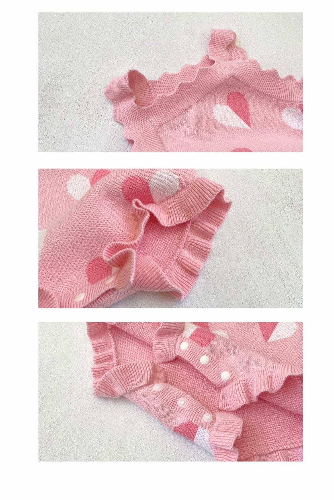 ノースリーブロンパース ハートジャガードニットロンパース+ヘアバンドセット【mh0011131】