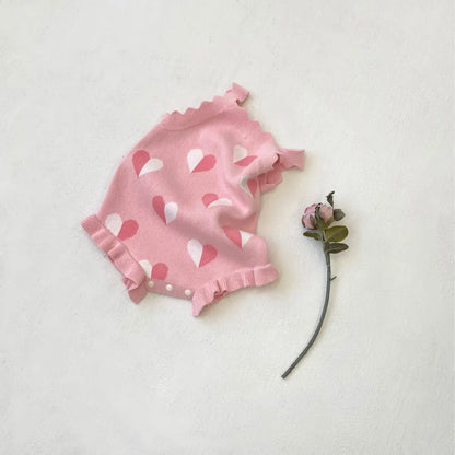 ノースリーブロンパース ハートジャガードニットロンパース+ヘアバンドセット【mh0011131】