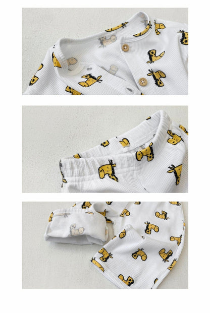 長袖パジャマ ワッフルアニマルルームウェア長袖パジャマセット【mh0011133】