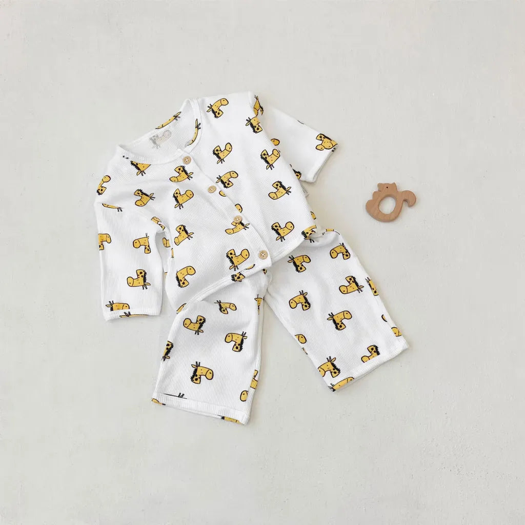 長袖パジャマ ワッフルアニマルルームウェア長袖パジャマセット【mh0011133】