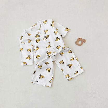 長袖パジャマ ワッフルアニマルルームウェア長袖パジャマセット【mh0011133】