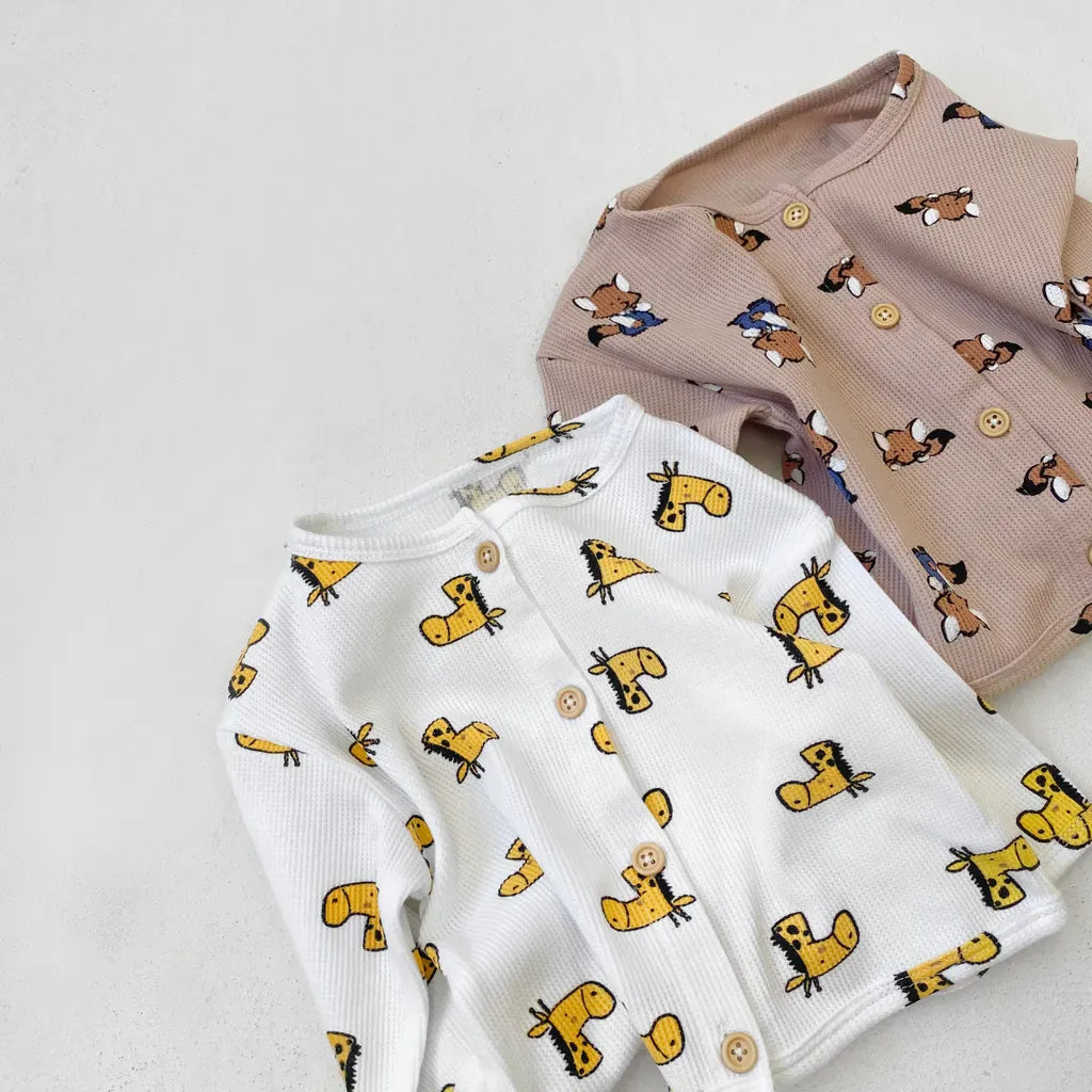 長袖パジャマ ワッフルアニマルルームウェア長袖パジャマセット【mh0011133】