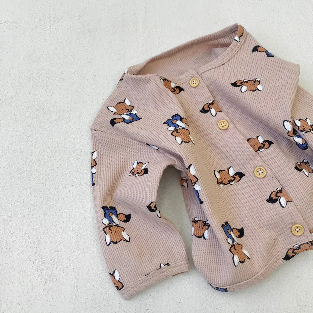 長袖パジャマ ワッフルアニマルルームウェア長袖パジャマセット【mh0011133】