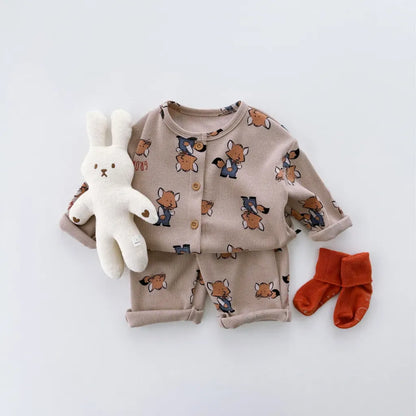 長袖パジャマ ワッフルアニマルルームウェア長袖パジャマセット【mh0011133】