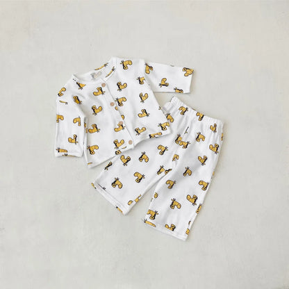 長袖パジャマ ワッフルアニマルルームウェア長袖パジャマセット【mh0011133】