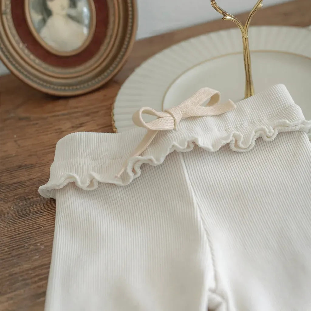 レギンスパンツ メロウフリルウエストリブ長袖レギンスパンツ【mh0011138】