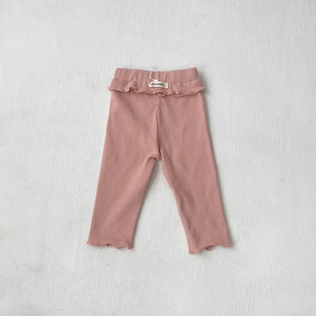 レギンスパンツ メロウフリルウエストリブ長袖レギンスパンツ【mh0011138】