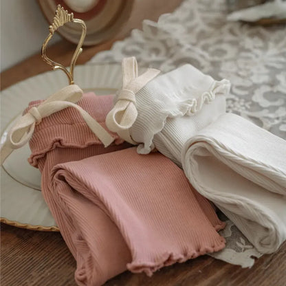 レギンスパンツ メロウフリルウエストリブ長袖レギンスパンツ【mh0011138】