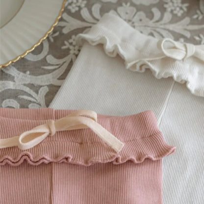 レギンスパンツ メロウフリルウエストリブ長袖レギンスパンツ【mh0011138】