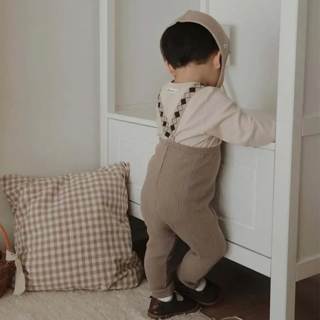 サロペットパンツ・サスペンダーパンツ ダイヤチェックサスペンダーリブレギンスパンツ【mh0011139】