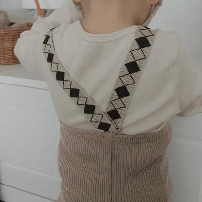 サロペットパンツ・サスペンダーパンツ ダイヤチェックサスペンダーリブレギンスパンツ【mh0011139】