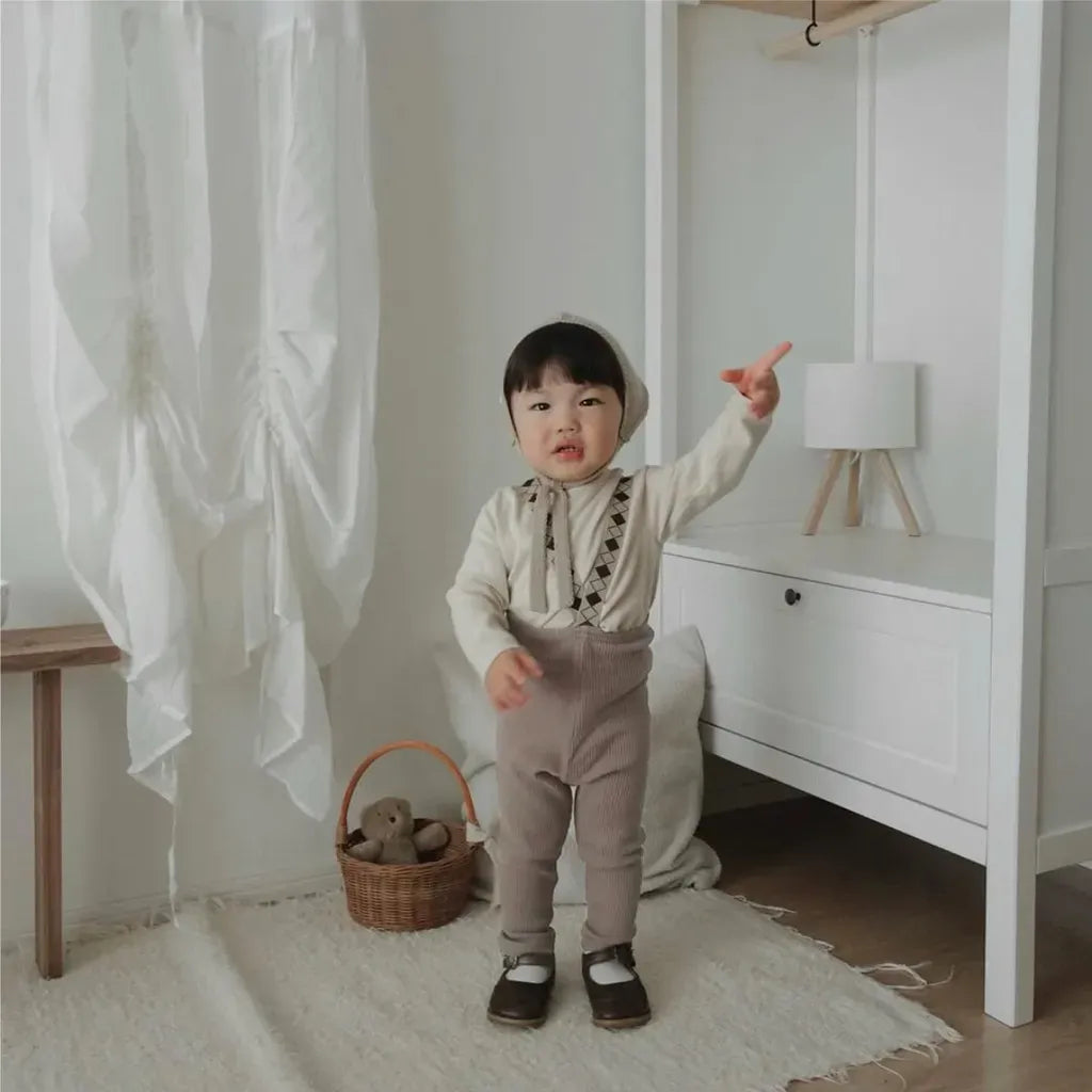 サロペットパンツ・サスペンダーパンツ ダイヤチェックサスペンダーリブレギンスパンツ【mh0011139】