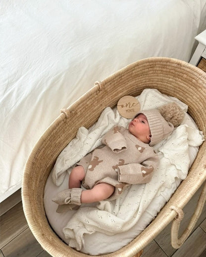 ロンパースセットアップ ジャガードニットロンパース うさぎ ニット帽 ぽんぽんニットキャップセット【mh0011354】