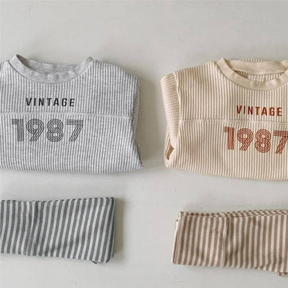 長袖ロンパース 長袖ロンパース ワッフル素材 数字ロゴプリント【mh0011355】