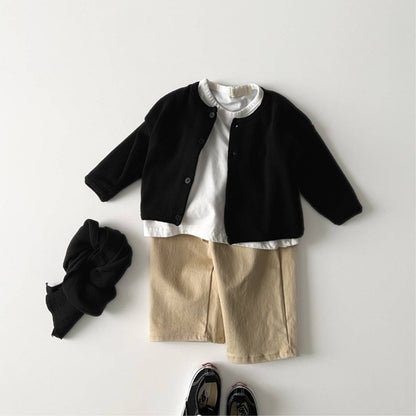 カーディガン・パーカー カーディガン リブ素材 クルーネック ボタン留め 無地【mh0011356】