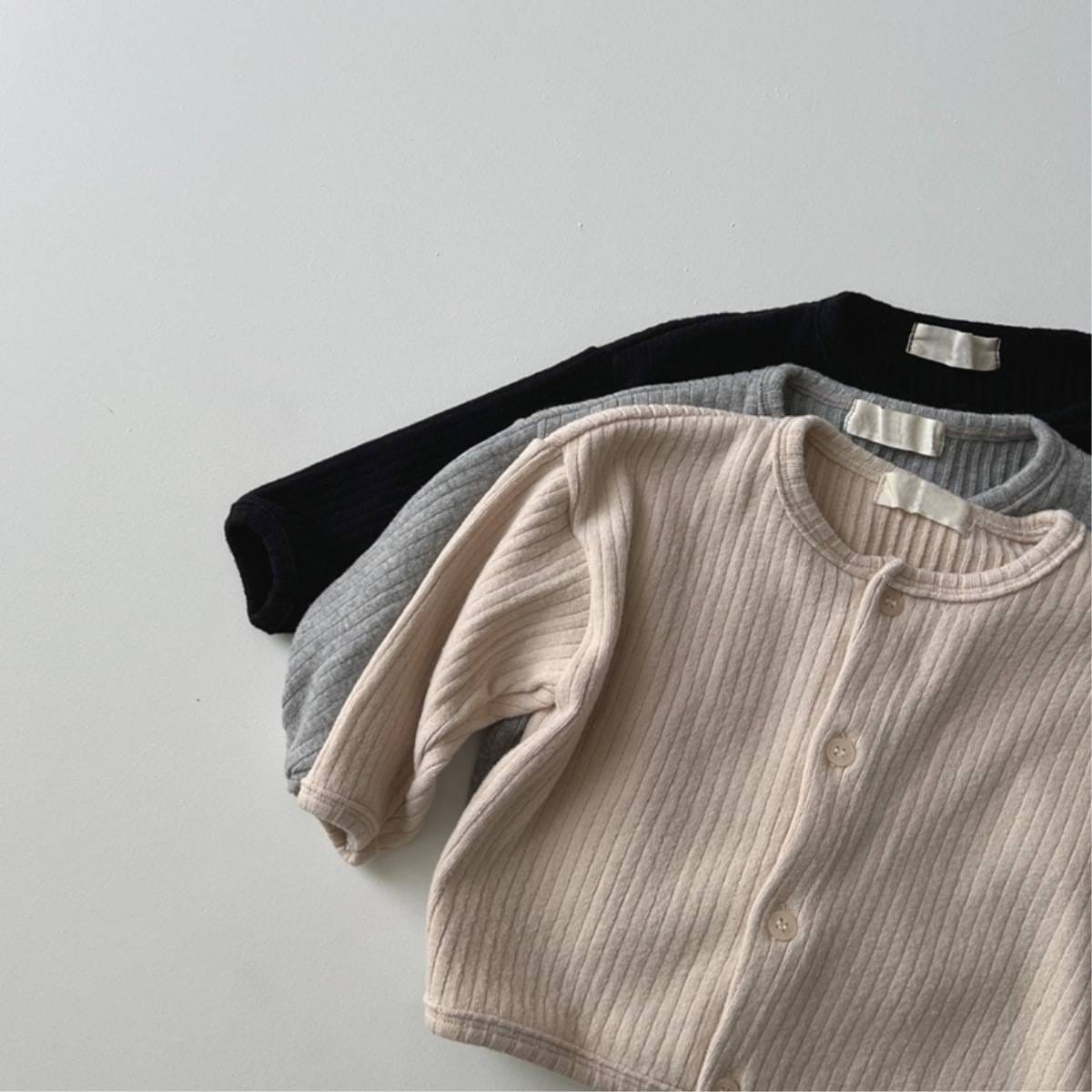 カーディガン・パーカー カーディガン リブ素材 クルーネック ボタン留め 無地【mh0011356】