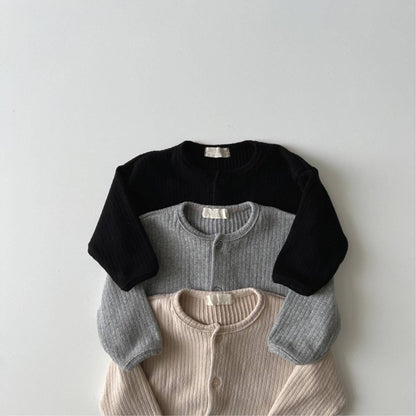カーディガン・パーカー カーディガン リブ素材 クルーネック ボタン留め 無地【mh0011356】