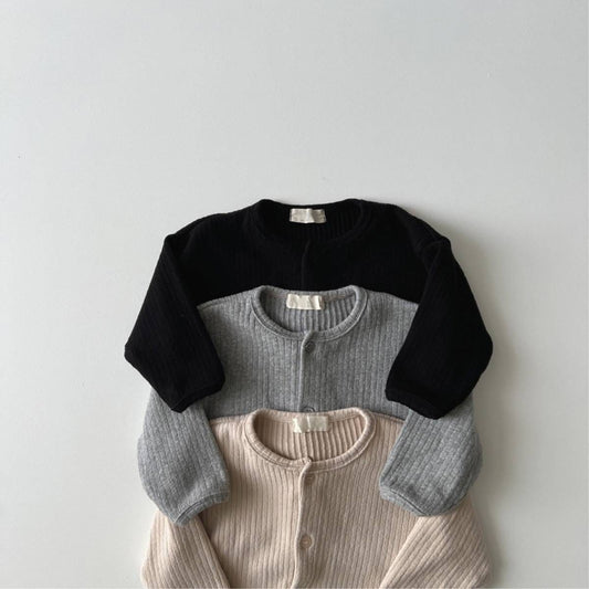 カーディガン・パーカー カーディガン リブ素材 クルーネック ボタン留め 無地【mh0011356】