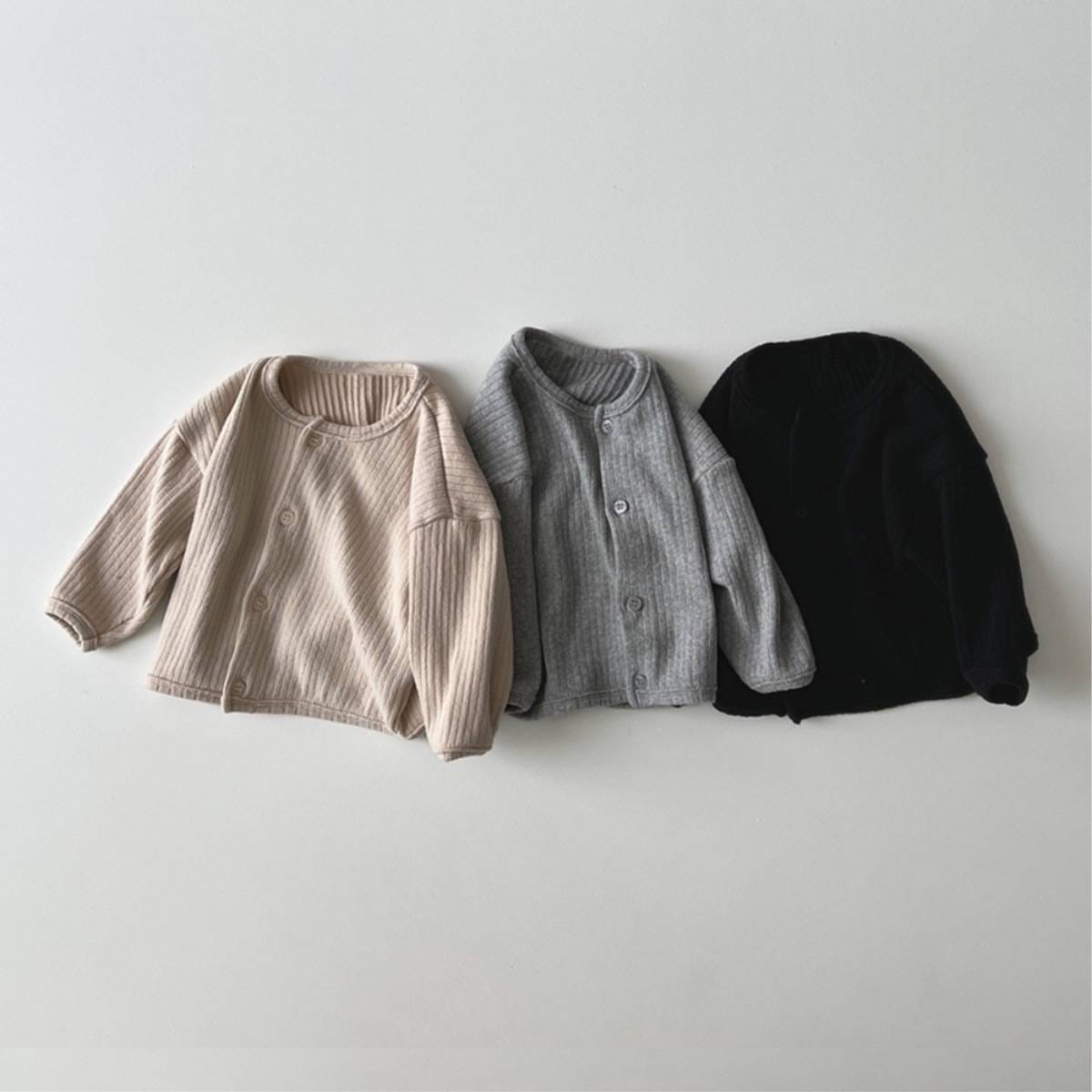 カーディガン・パーカー カーディガン リブ素材 クルーネック ボタン留め 無地【mh0011356】