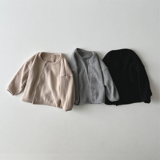 カーディガン・パーカー カーディガン リブ素材 クルーネック ボタン留め 無地【mh0011356】