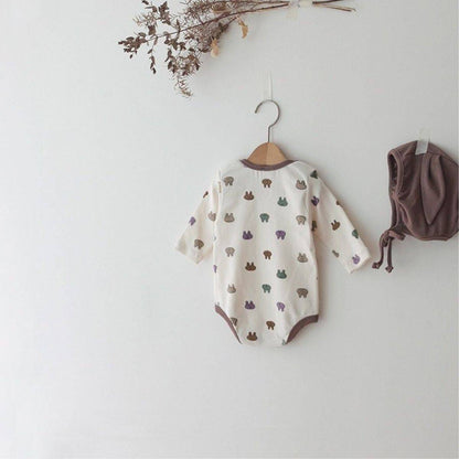 長袖ロンパース 長袖ロンパース コットン うさ耳ボンネット 帽子セット【mh0011357】