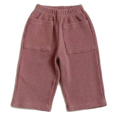 ロングパンツ・スウェットパンツ ワッフル素材ロングパンツ ユニセックス長ズボン ストレートポケット付き【mh0011359】