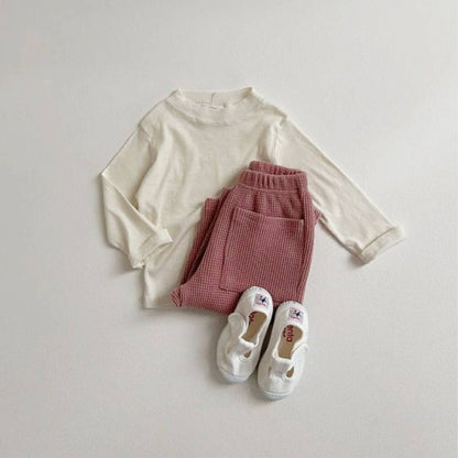 ロングパンツ・スウェットパンツ ワッフル素材ロングパンツ ユニセックス長ズボン ストレートポケット付き【mh0011359】