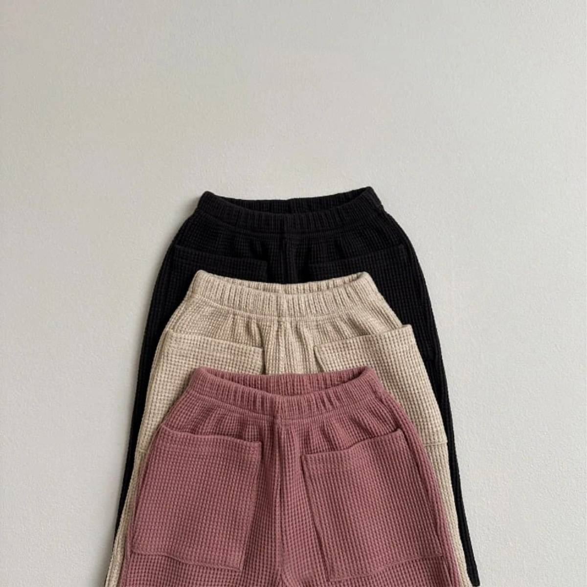 ロングパンツ・スウェットパンツ ワッフル素材ロングパンツ ユニセックス長ズボン ストレートポケット付き【mh0011359】