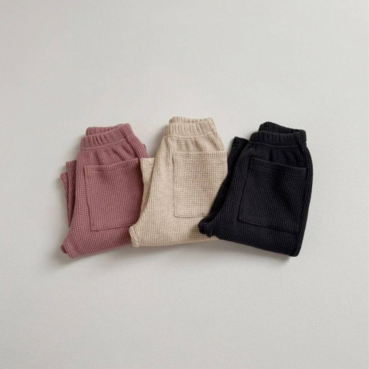 ロングパンツ・スウェットパンツ ワッフル素材ロングパンツ ユニセックス長ズボン ストレートポケット付き【mh0011359】