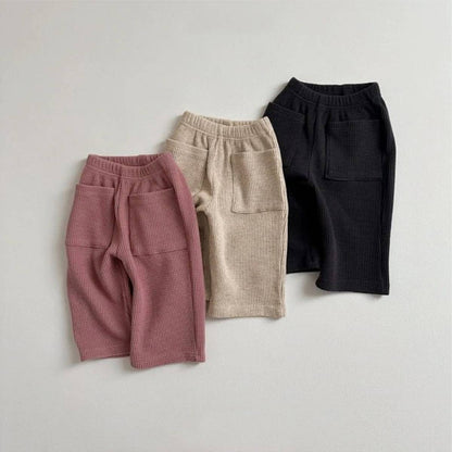 ロングパンツ・スウェットパンツ ワッフル素材ロングパンツ ユニセックス長ズボン ストレートポケット付き【mh0011359】