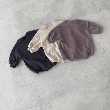 長袖ロンパース 長袖ロンパース 裏起毛スウェットパッチワーク【mh0011360】