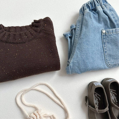 ニット・セーター 長袖セーター ニット素材 カラフルネップ ラグランスリーブトップス【mh0011369】