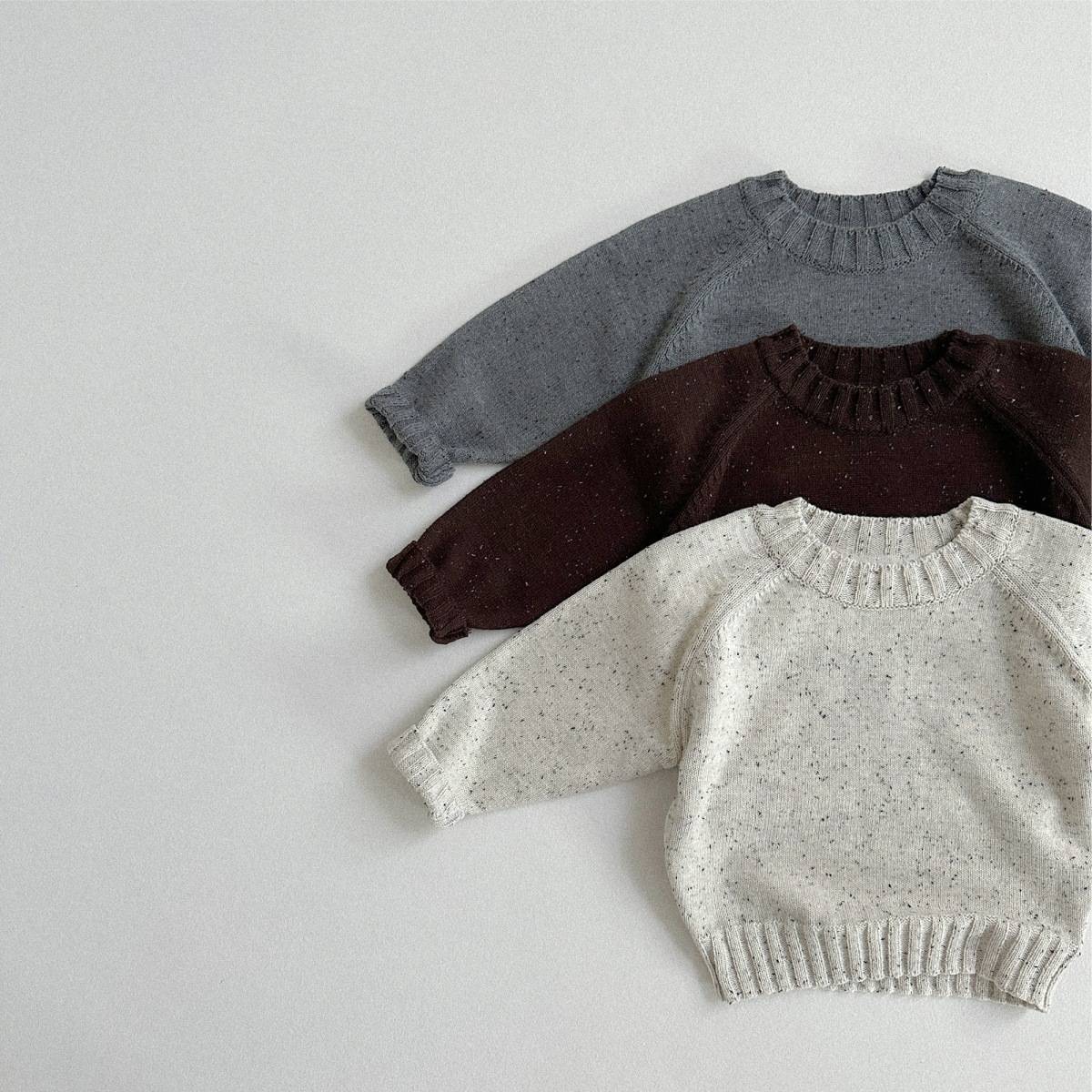 ニット・セーター 長袖セーター ニット素材 カラフルネップ ラグランスリーブトップス【mh0011369】