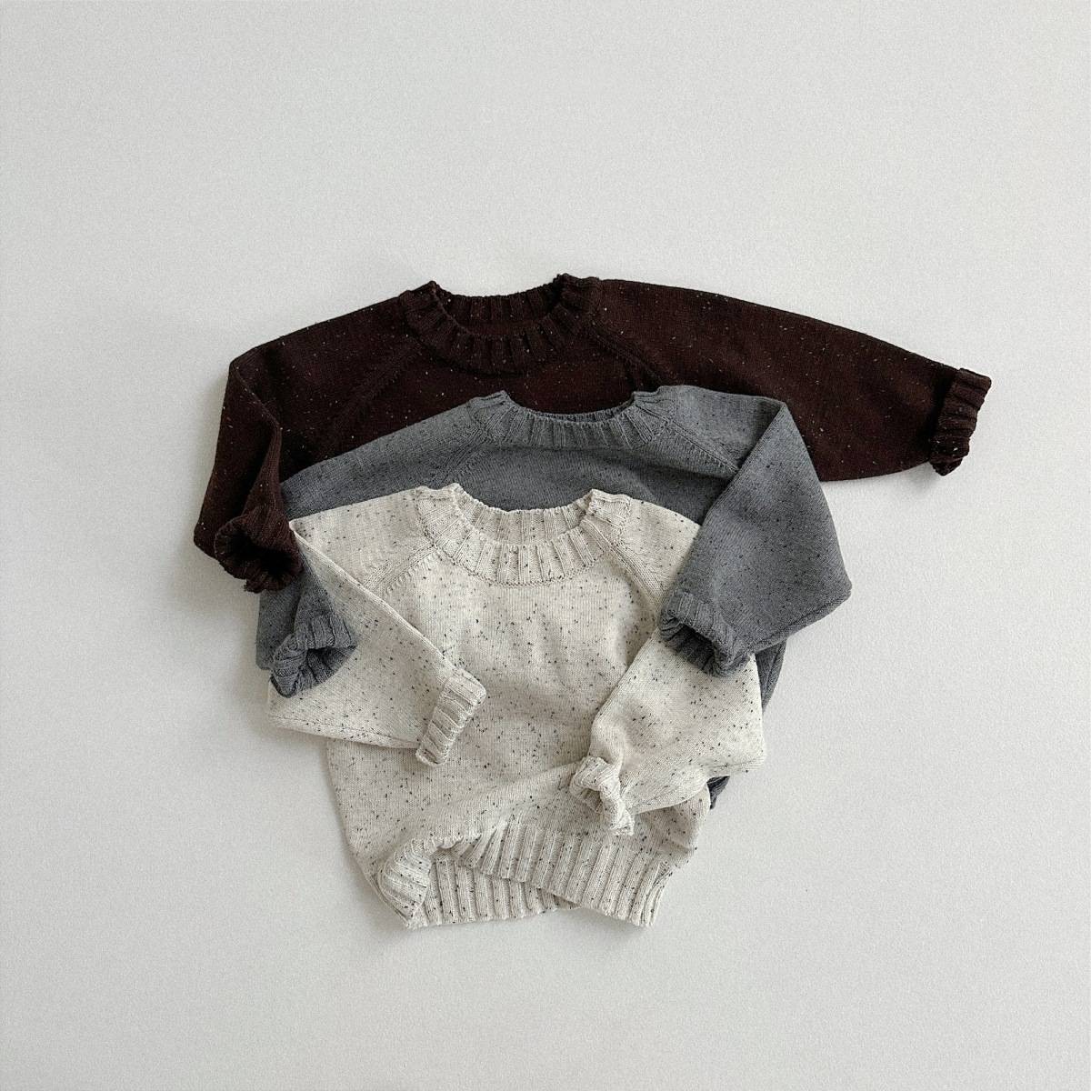 ニット・セーター 長袖セーター ニット素材 カラフルネップ ラグランスリーブトップス【mh0011369】