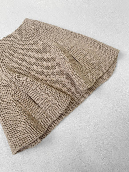 カーディガン・パーカー ニットポンチョ マント リブ編み ハイネック 袖穴付き アウター【mh0011370】